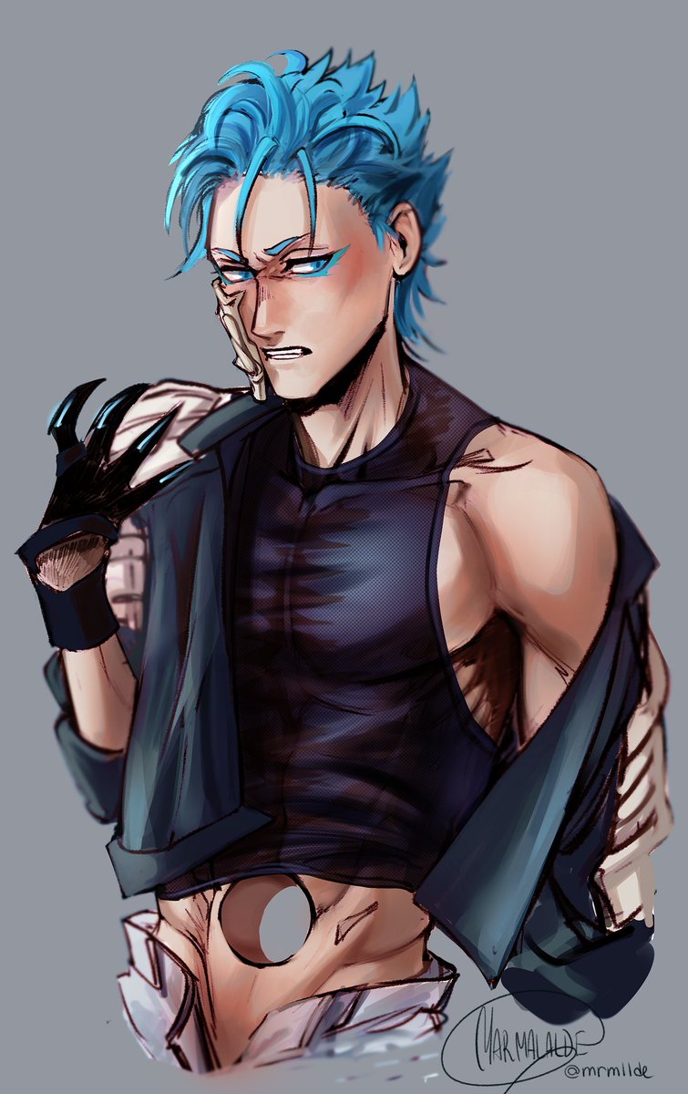 mrmllde's tweet photo. fancy below part aside, i hope this is what i'll see under jacket 
#BLEACH #grimmjow https://t.co/7bPHu5Njan