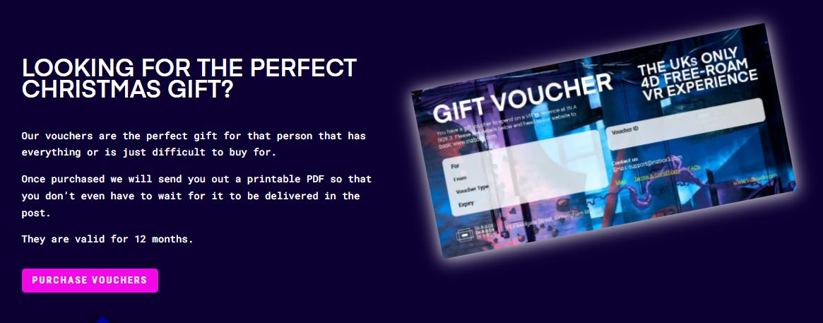 .@digbeth @custardfactory @ichoosemag @birmingham_live it's the ideal experiential gift for your loved ones or friends.  inabox3.co.uk/vouchers/

#VirtualReality #ExperienceElevated #thingstodoinbirmingham