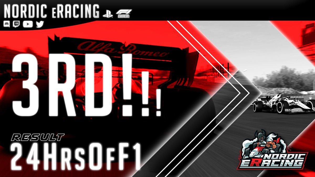 🏁🏁🏁 3RD!! WE GOT THIRD!!! 24 hours+ is done, and some incredibles races from our drivers, means that we take 3rd place in <a href="/24ofF1/">24HrsofF1</a>!

Great drive by all of our drivers, <a href="/ET8_Gustav/">Gustav Vingborg</a>, <a href="/RalleJT/">Rasmus Juul-Ammitzbøll</a>, thebigpanter02, @WOR_Falck and @WOR_Risse! (And support by <a href="/NeR_maune77/">Morten Iversen</a> ♥️)