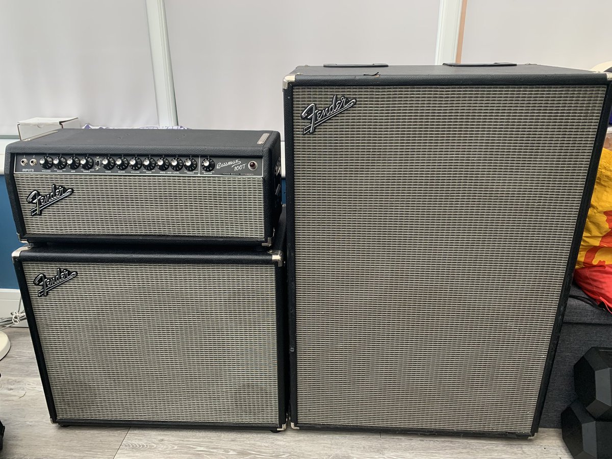 Twitter world, selling some amp stuff
Bassman 100.t with flightcase, matching neo 6x10 &amp; 115, all stuff is well gigged/used. Aesthetic wear and tear but still all in perfect working order. £2.2k for the lot, DM for more info
