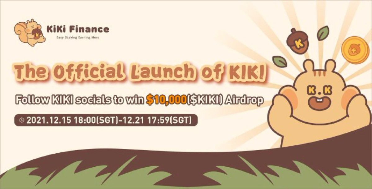 CryptoTownEU's tweet image. 🚀 Airdrop: Kiki Finance
💰 Value: $10 worth of $KIKI
📅 End Date: 21th December, 2021
🏦 Distribution Date: After the airdrop ends.

Go to the Airdrop Page
kiki.finance/airdrop

#Airdrop #Crypto #Airdrops #cryptocurrency #giveaway
