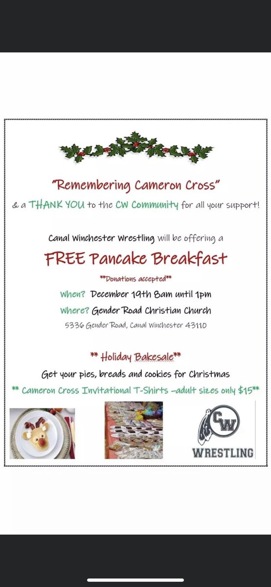KamerMatthew's tweet photo. Come remember Cameron Cross with us today! Bring your friends and family for a free pancake breakfast. Can’t wait to see everyone there!!! https://t.co/qsr1lmPTuk