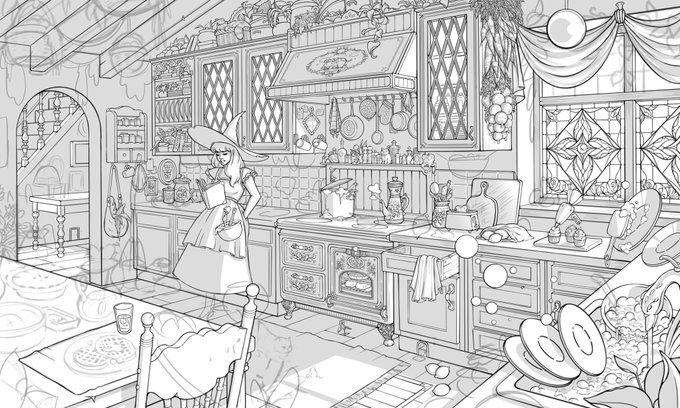 a witch who can't cook but that's okay bc her kitchen cooks for her (wip) 
