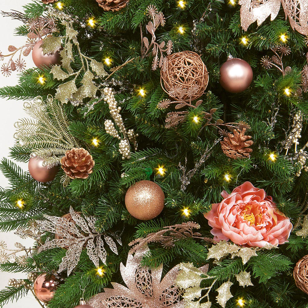Touch of Rose Easy Treezy Christmas tree has lovely pink and metallic colors for a warm, soft look. #easytreezy #easysetupchristmastree