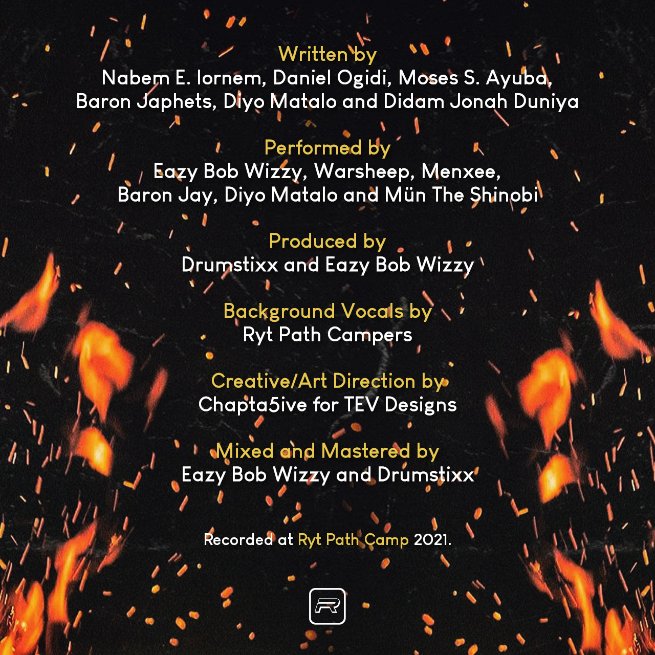 RytPathCo's tweet photo. New music from #RYTPATH, @EazyBobWizzy, @KingMenxee, @_warsheep_, @yajnorab, @DiyoMatalo &amp; @BoyCalledMun titled "Fire" (prod. by @Drumstixx1) drops on Tuesday 21 Dec. 

Pre-save on your fav platforms &amp; help RT: https://t.co/rJVsvMF4fT

#FIRE 🔥 #RytPathCamp #TheFirstWaveContinues https://t.co/TAy9CKJjPj