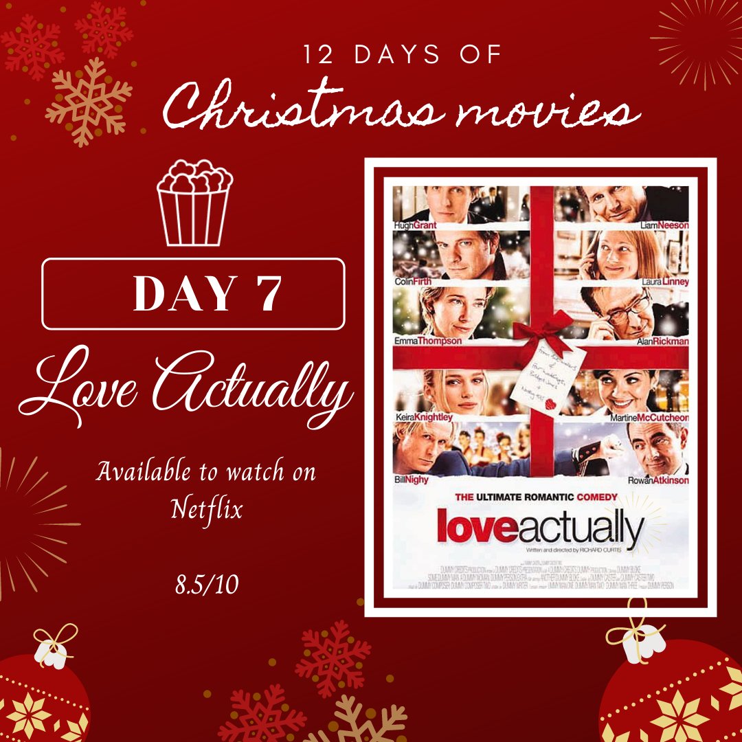 🎄12 Days of Christmas Movies🎅
A bit of festive fun- counting down the days until Christmas with a movie to watch a day. P.s 6 days until Christmas!

Day 7- Love Actually ❤️

#christmas #unilife #students #12daysofchristmas #moviecountdown #christmasmovies #loveactually
