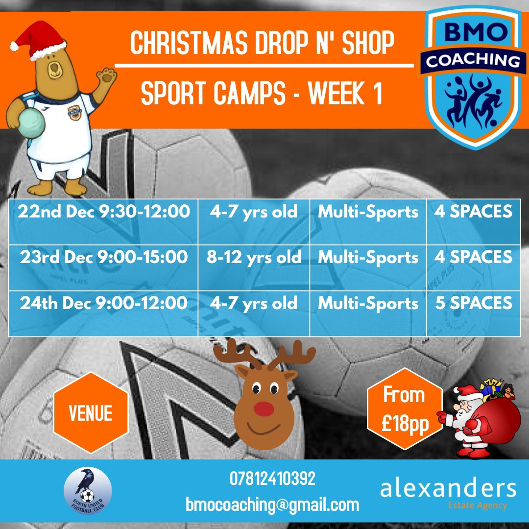 BmoCoaching's tweet photo. CHRISTMAS AVAILABILITY π
π»
We now turn our attention to week 1 of our Christmas Drop N Shop Sports camps! Just a handful of spaces remaining for next week! βοΈ
Get in touch to book onto week 1 at Borth Community Hall! π²
#bmocoaching #holidaycamps #sportcamps @FcBorth https://t.co/mMPxsnj9iY