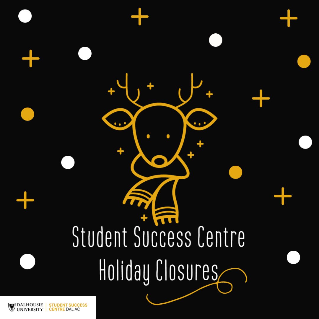 ssdalac's tweet photo. The Student Success Centre will be closed for the winter break from noon on Dec 24, 2021 until January 4, 2022. Health Services, Access Supports and the Writing Centre will remain available to students until Dec 23rd. https://t.co/EQvLoFw12z