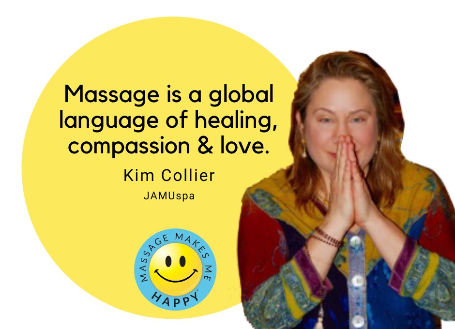 MassageHappier's tweet photo. "Massage is a global language of healing, compassion &amp; love."
~ Kim Collier
@jamuspa #MMMH https://t.co/AA24jJkybF
