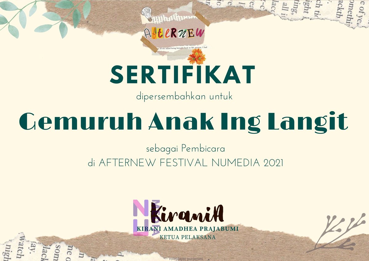 afternewfest's tweet photo. ㅤ
ㅤ
Sebuah amplop dikirimkan masing-masing kepada @khatoelistiwa dan @Bisektris.

Dengan sebuah surat :
Terima kasih atas partisipasinya menjadi Pembicara pada AFTERNEW FESTIVAL 2021.
ㅤ
ㅤ https://t.co/YpanjZvave