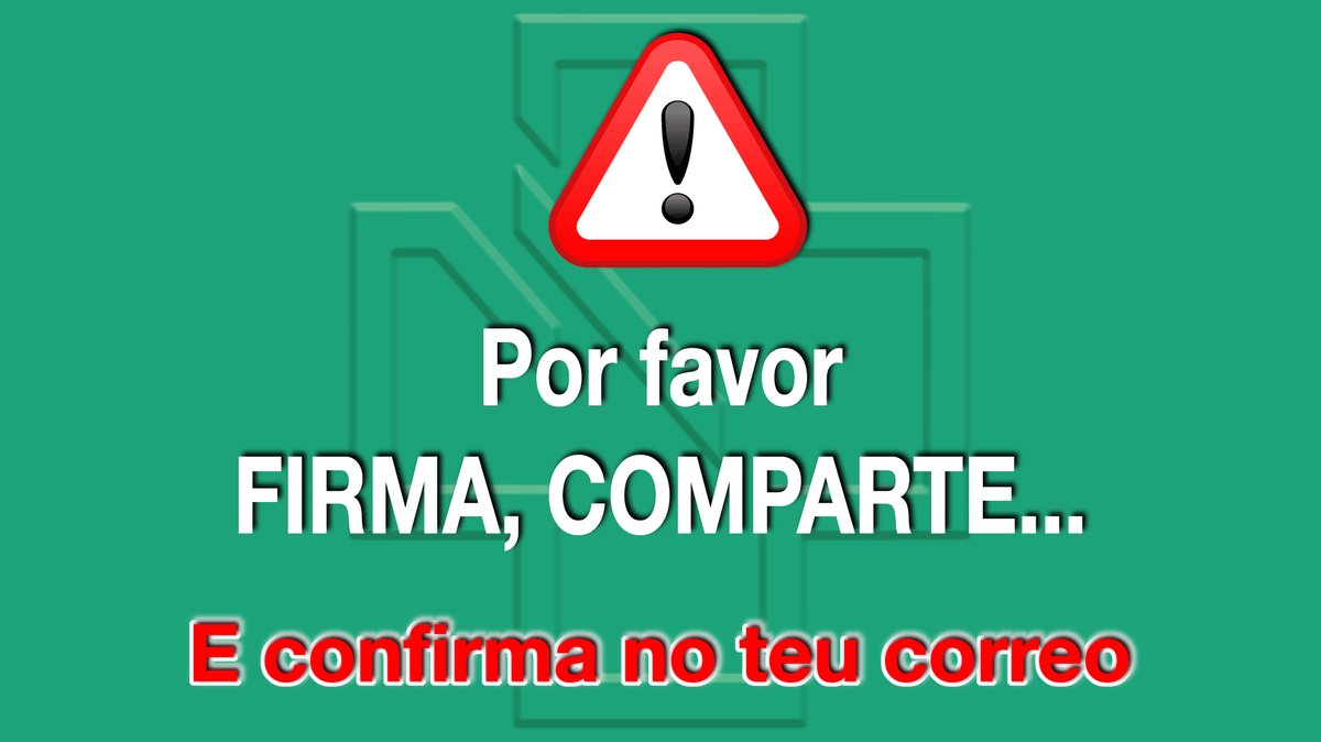 Macflito's tweet photo. Se firmastes comprobade que vos chegou un correo para confirmalo, e tede en conta que  é posible que entrase no voso “spam”.

E deculpade a miña insistencia.

Así pois, POR UNHA SANIDADE DIGNA:
LÉ, FIRMA, COMPARTE…

E confirma no teu correo.

https://t.co/VGNJiqbHta https://t.co/m1EHLaDfRE