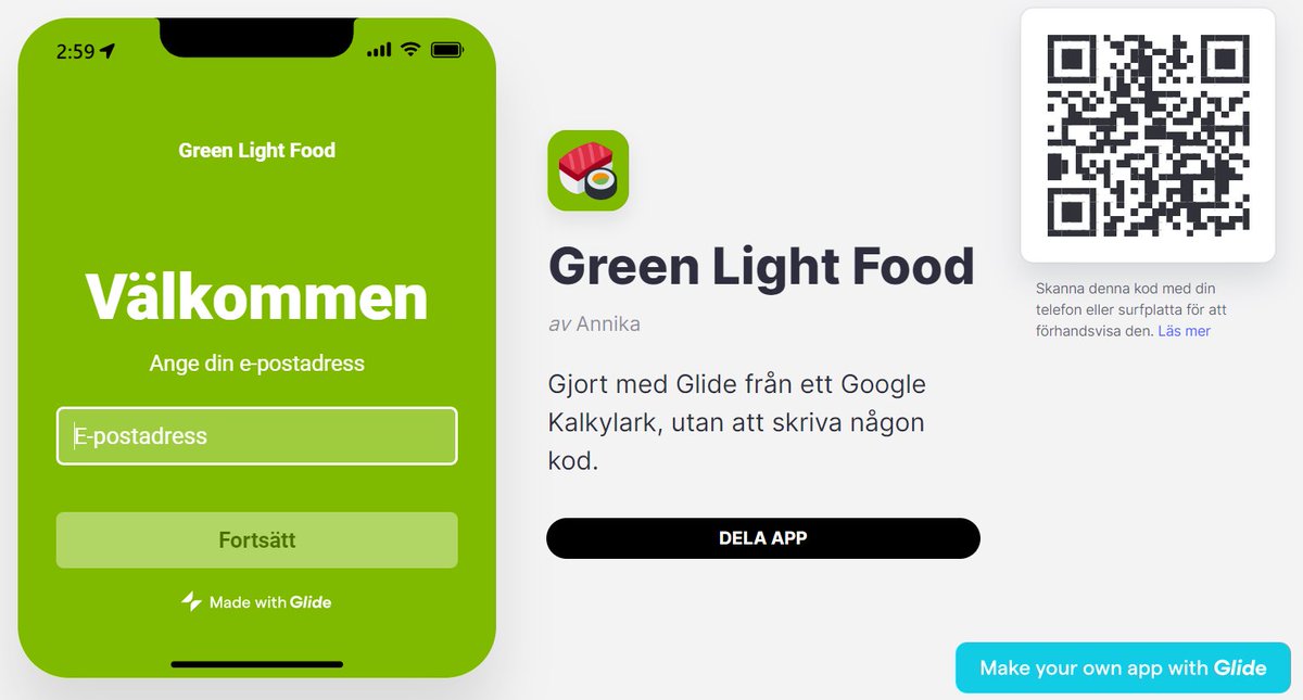 annikamjonsson's tweet photo. #NOCODE #BUILDINPUBLIC #MPNC4 #WEEK4 #MOBILEAPPS
I built a mobile app to keep track of food my children like. The decision to use Glide followed the same practice as earlier projects. Use the tool with the lowest barrier that gets the most powerful output for standard use cases. https://t.co/n2a5tJ1wYd