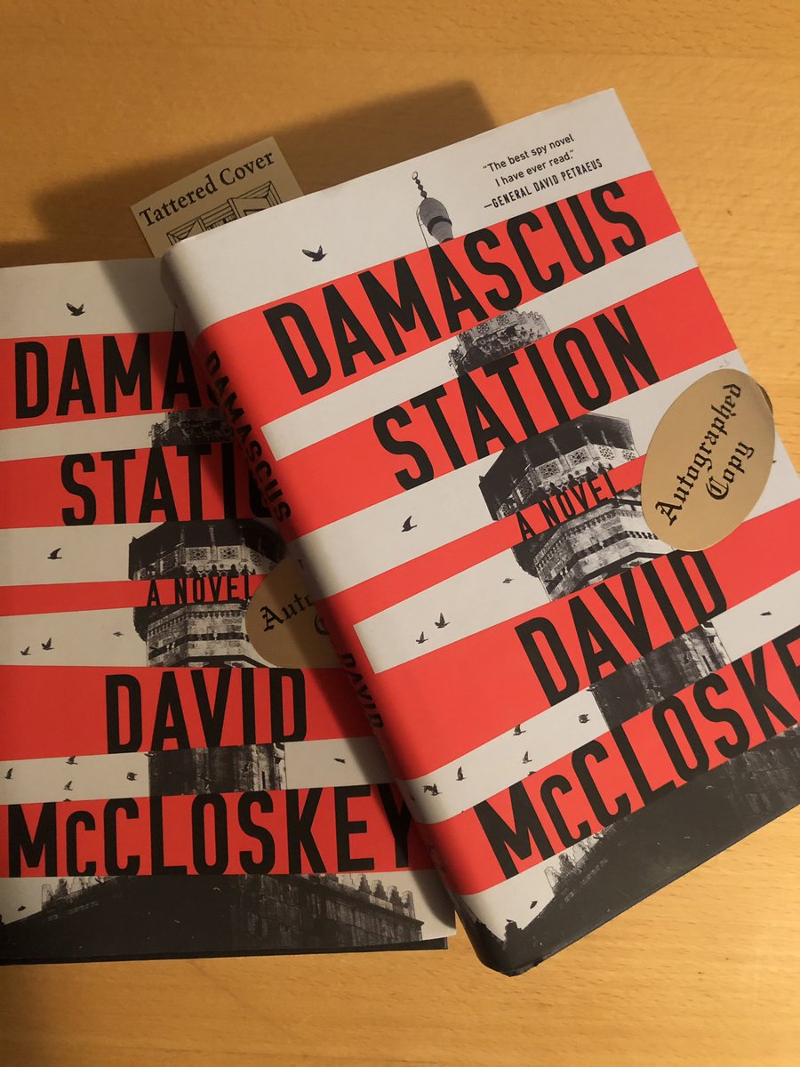 Not One but Two signed copies of the ⭐️⭐️⭐️⭐️⭐️ read #DamascusStation by @mccloskeybooks One for a #Veteran giveaway I am planning, the other to raise $$$$ for the @SOFWarriorFnd Thanks @TatteredCover