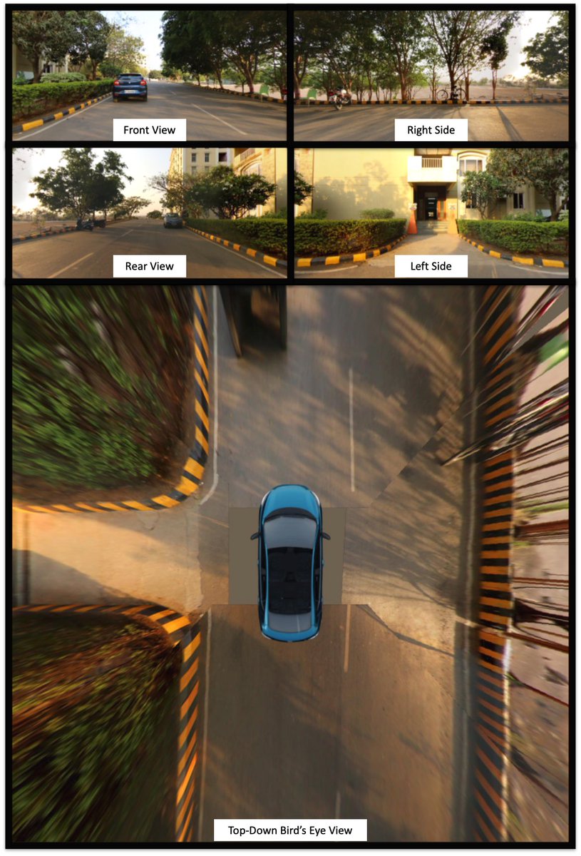 Pranshu Tople (@pranshutople14) on Twitter photo Me: Buying <a href="/TataMotors/">Tata Motors</a> Tigor EV! 🔋⚡️
Engineer in Me: Let’s make it Self-Driving! 🧠
Took 4 camera views and stitched into a 360 birds eye view… 🐦🎥
Up next ➡️ Visualise it in 3D
<a href="/Ratantata2001/">Ratan N. Tata</a> @Tatamotorsev <a href="/TataMotors_Cars/">Tata Motors Cars</a> Do let me know if we could make it Together 😉😅 Me: Buying <a href="/TataMotors/">Tata Motors</a> Tigor EV! 🔋⚡️
Engineer in Me: Let’s make it Self-Driving! 🧠
Took 4 camera views and stitched into a 360 birds eye view… 🐦🎥
Up next ➡️ Visualise it in 3D
<a href="/Ratantata2001/">Ratan N. Tata</a> @Tatamotorsev <a href="/TataMotors_Cars/">Tata Motors Cars</a> Do let me know if we could make it Together 😉😅