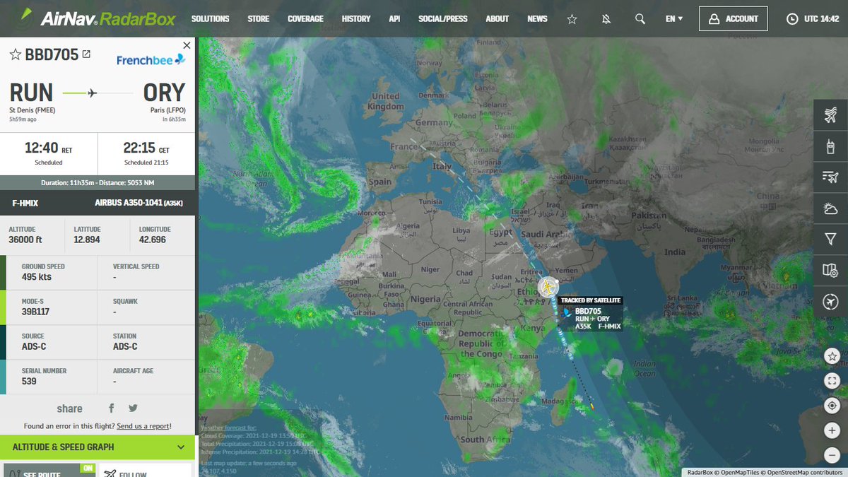 AirNavRadar's tweet photo. FrenchBee's first @Airbus A350-1041 (F-HMIX) is operating its first commercial flight from St Denis (RUN/FMEE) to Paris (ORY/LFPO) today. ✈️
Track live:
https://t.co/s55yNNBhDK
#Airbus #A350 #FHMIX #RadarBox https://t.co/WGuNvjdCT5
