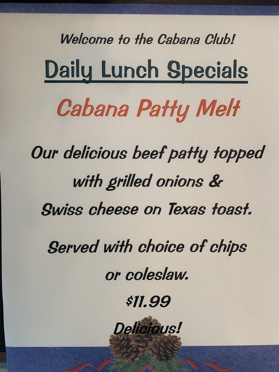 CabanaClubKCB's tweet photo. Today’s tasty lunch special. Our drink of the day is Frozen Vodka Strawberry Lemonade. (Private club - members &amp; guests only) https://t.co/EqYiiYERBS