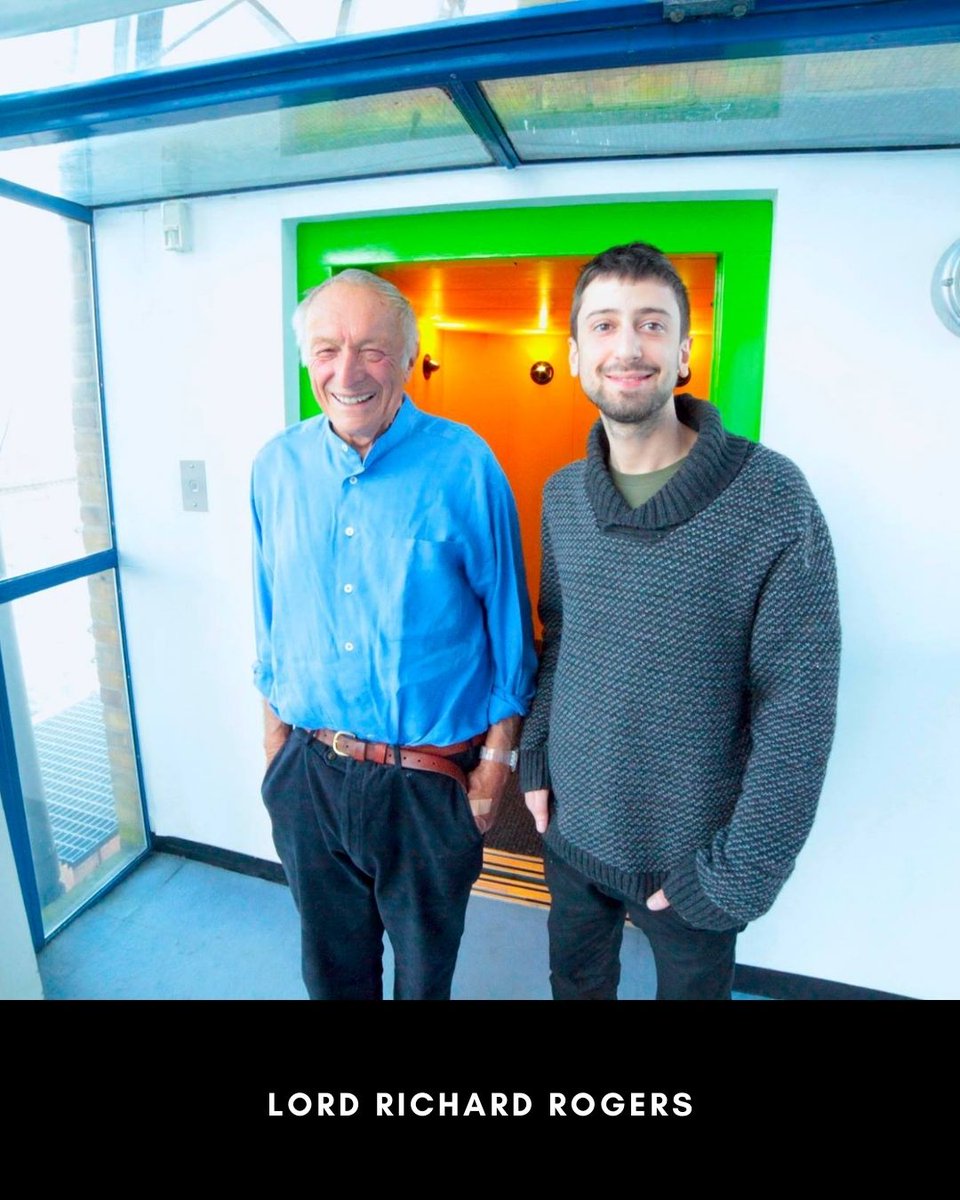 MicheleBonechi's tweet photo. "Do you know how many years a skyscraper was designed to stand on?" 90 years old. Many design a skyscraper. We design cities " Lord Richard Rogers, one of the greatest architects in modern history, passed away tonight. It was an honor to meet you Sir. https://t.co/3BmND7DMAj
