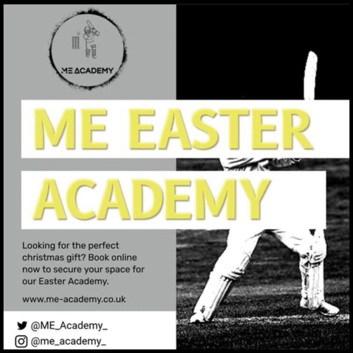 🔊 - Our ME academy Easter camp is now ready to take bookings on our website🐥🏏

Head to me-academy.co.uk to secure your spot. #thisisme