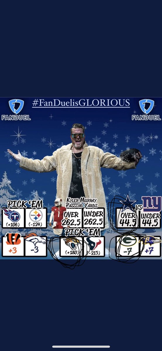 RPribbleBSW's tweet photo. #FanDuelisGLORIOUS

Jags ML, Cowboys-Giants Over, Packers -7 https://t.co/3ckHLSEQ2R
