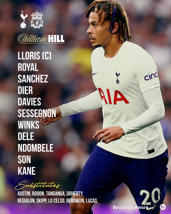 Lloris ©, Royal, Sanchez, Dier, Davies, Sessegnon, Winks, Dele, Ndombele, Son, Kane.