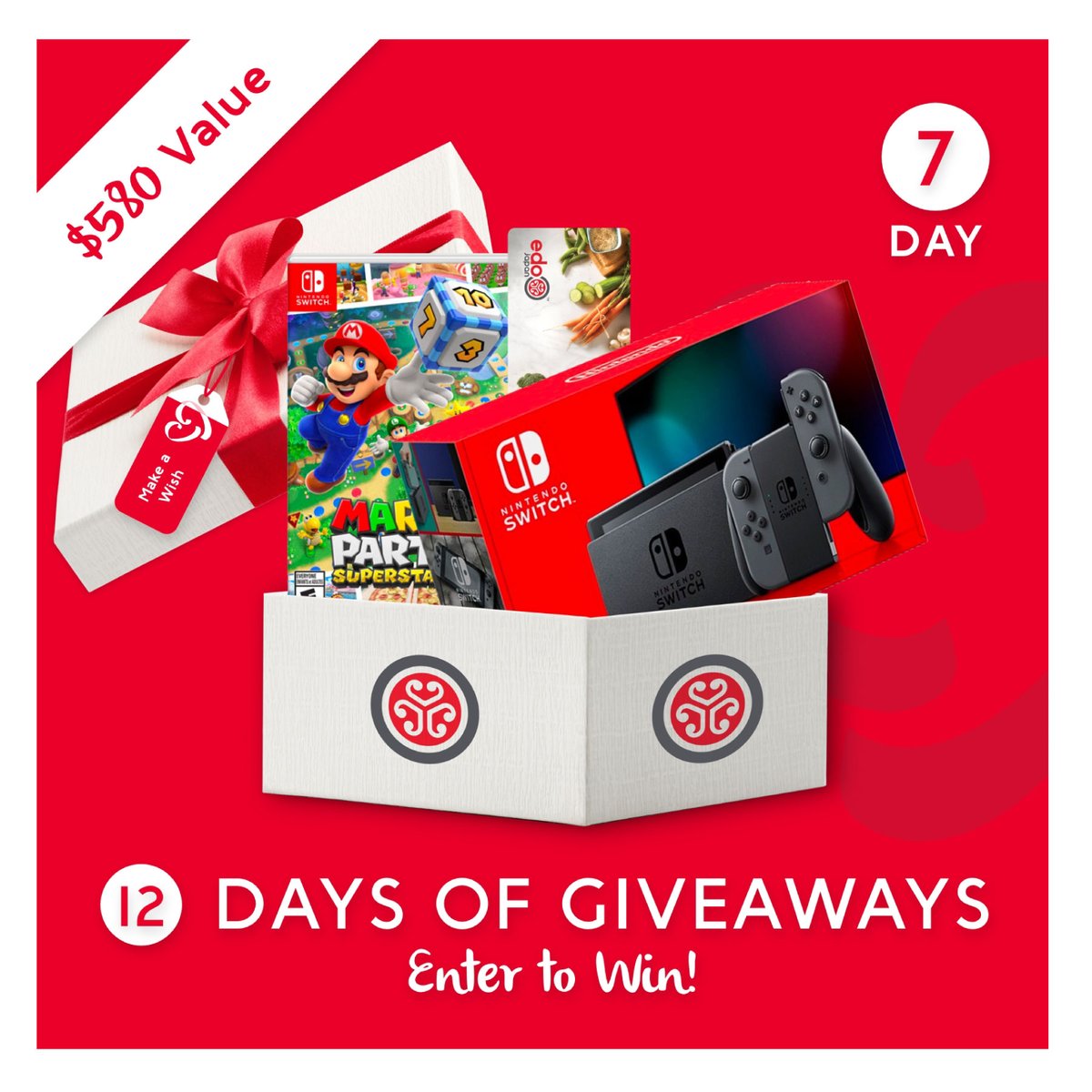 🎁🚨 12 Days of Giveaways Day Seven🚨🎁

Enter for a chance to win a Nintendo Switch, Mario Party, &amp; Giftcard!
How to enter:

1) Follow <a href="/edo_japan/">Edo Japan</a>
2) Like this tweet
3) Retweet
4) Fill out an entry form at edojapan.com/twelve-days-of…
See our website for full Contest Rules &amp; details.