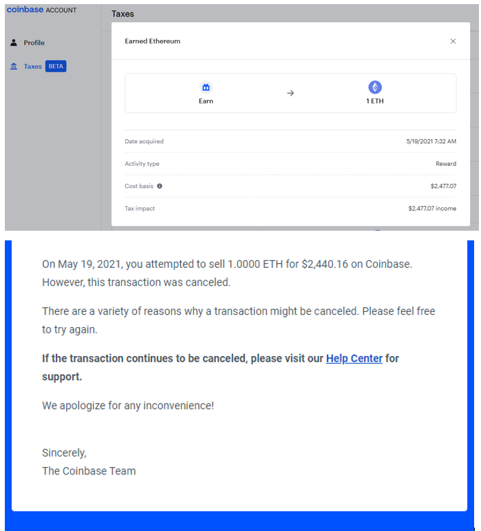 TheRealRobertB5's tweet photo. @CoinbaseSupport 
@brian_armstrong 
#IRS 

Coinbase is falsely reporting failed transactions as "reward" income on tax documents and MANY people are reporting no relief from coinbase after multiple attempts to get this corrected via support, myself included.
NEEDS TO BE FIXED https://t.co/laAR6NSYQk