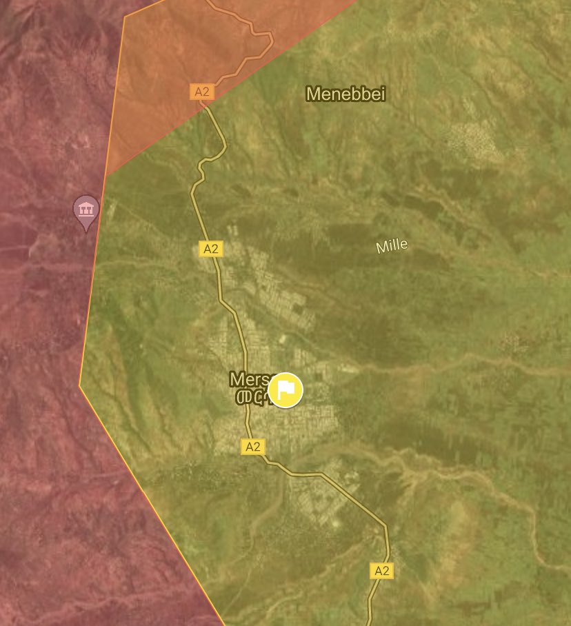MapEthiopia's tweet photo. 🛑MAP UPDATE🛑 The ENDF+ARSF+Fano have recaptured Mersa from the TDF as they continue towards Woldiya. Though progress has slowed over the week, it has not ceased.
Girana has also been announced as captured, though was taken earlier.

https://t.co/f2EaLqCBUY https://t.co/VLV0yN5xXP
