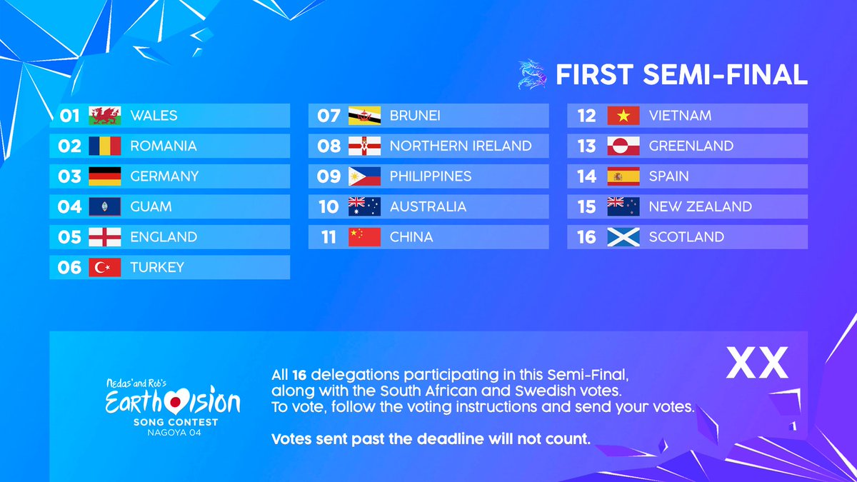 NRESCOfficial's tweet photo. Check it out, check it out! 🎉🎉🎉
The official running order has been revealed! 😍

See you next month at the Nedas' and Rob's Earthvision Song Contest 04! https://t.co/ZA5wBgAdpN