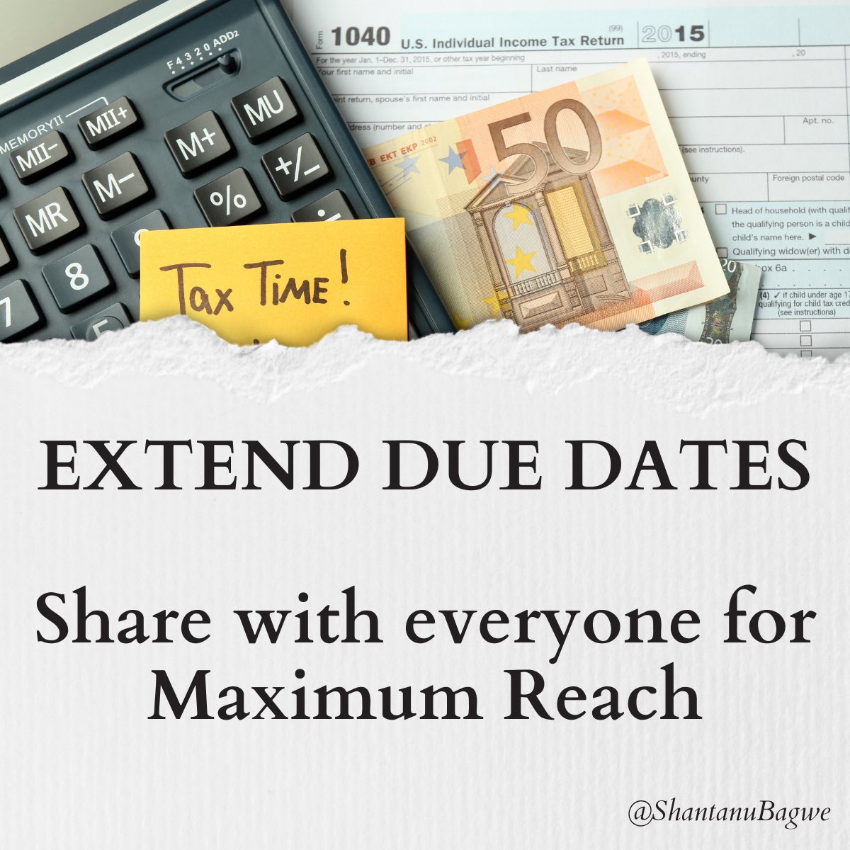 ShantanuBagwe's tweet photo. Extension of Due Dates is much needed for Income Tax, GST, ROC, etc. 

Everyone has difficulties due to System Issues, Delay in Forms release, Lockdown, etc. 
#Retweet and #Comment for maximum reach. 

 #tax #share #ExtendDueDate #incometax #gstr9cextension #tarextension https://t.co/e33RqgkX7a
