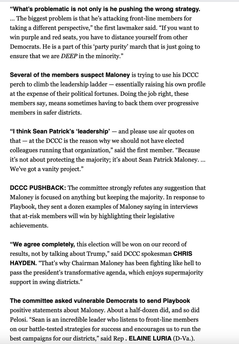 Looks like some House Ds aren't happy with the new strategy @RepSeanMaloney is using as DCCC chair for the '22 midterms. @StrikePac <a href="/RachelBitecofer/">Rachel Bitecofer 🗽🦆</a>