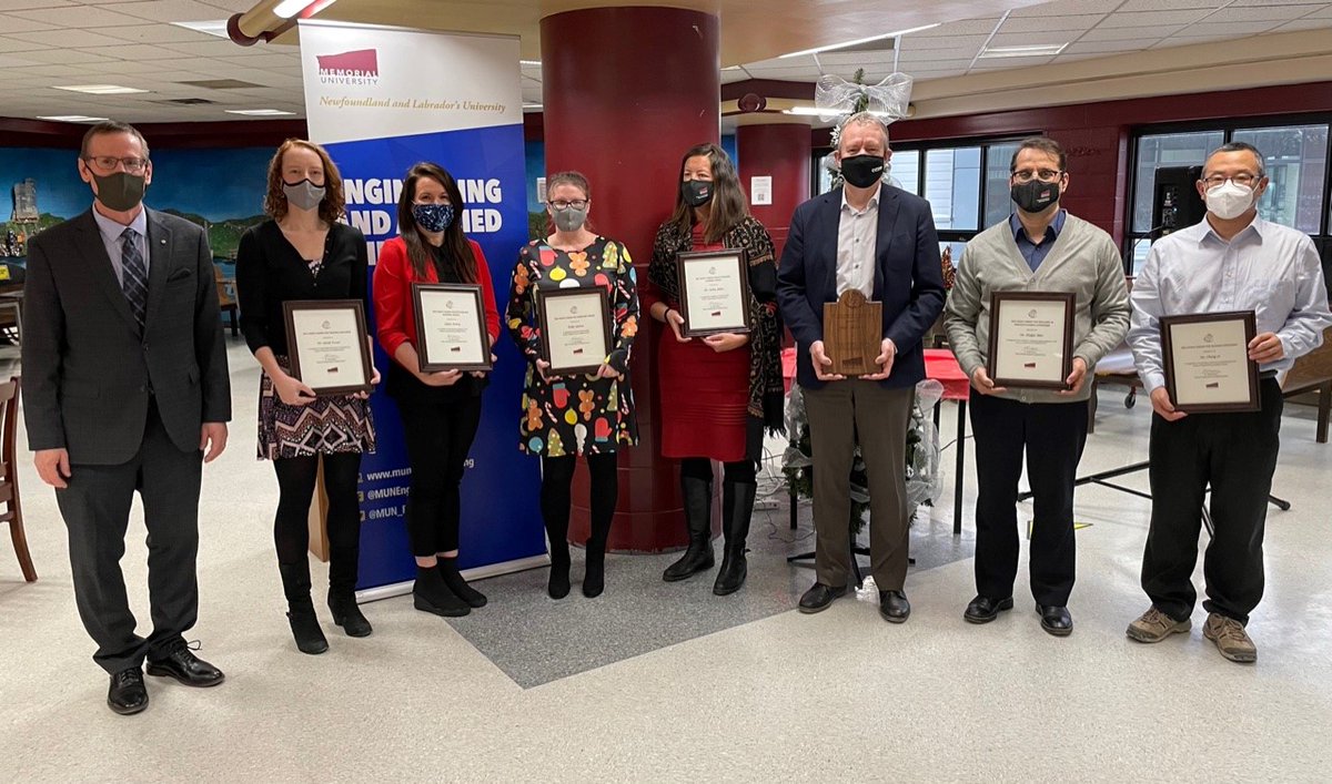 GregNaterer's tweet photo. Congratulations to 2021 Dean's Award recipients for excellence in teaching (Dr S. Power), academic service (C. Avery, Dr L. James), service (K. Squires), contributions to @MUN_Engineering (P. Griffin), graduate student supervision (Dr H. Shiri) and research (Dr C. Li)! @ccore1975 https://t.co/HXSeoM8F2O