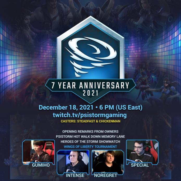PSISTORM Gaming (@psistormgaming) on Twitter photo join us Dec 18, 6pm US Eastern to celebrate 7 years of PSISTORM Gaming!
This includes Heroes showmatch & Wings of Liberty tournament with @PsiGumiho playing as random, <a href="/SpeCial_SC2/">juan carlos tena</a> <a href="/onfireNoRegreT/">Jake Umpleby</a> & Intense!
📺twitch.tv/psistormgaming
🌐psistorm.com/main/psistorm-…
#PSISTORM7thAnniv join us Dec 18, 6pm US Eastern to celebrate 7 years of PSISTORM Gaming!
This includes Heroes showmatch & Wings of Liberty tournament with @PsiGumiho playing as random, <a href="/SpeCial_SC2/">juan carlos tena</a> <a href="/onfireNoRegreT/">Jake Umpleby</a> & Intense!
📺twitch.tv/psistormgaming
🌐psistorm.com/main/psistorm-…
#PSISTORM7thAnniv