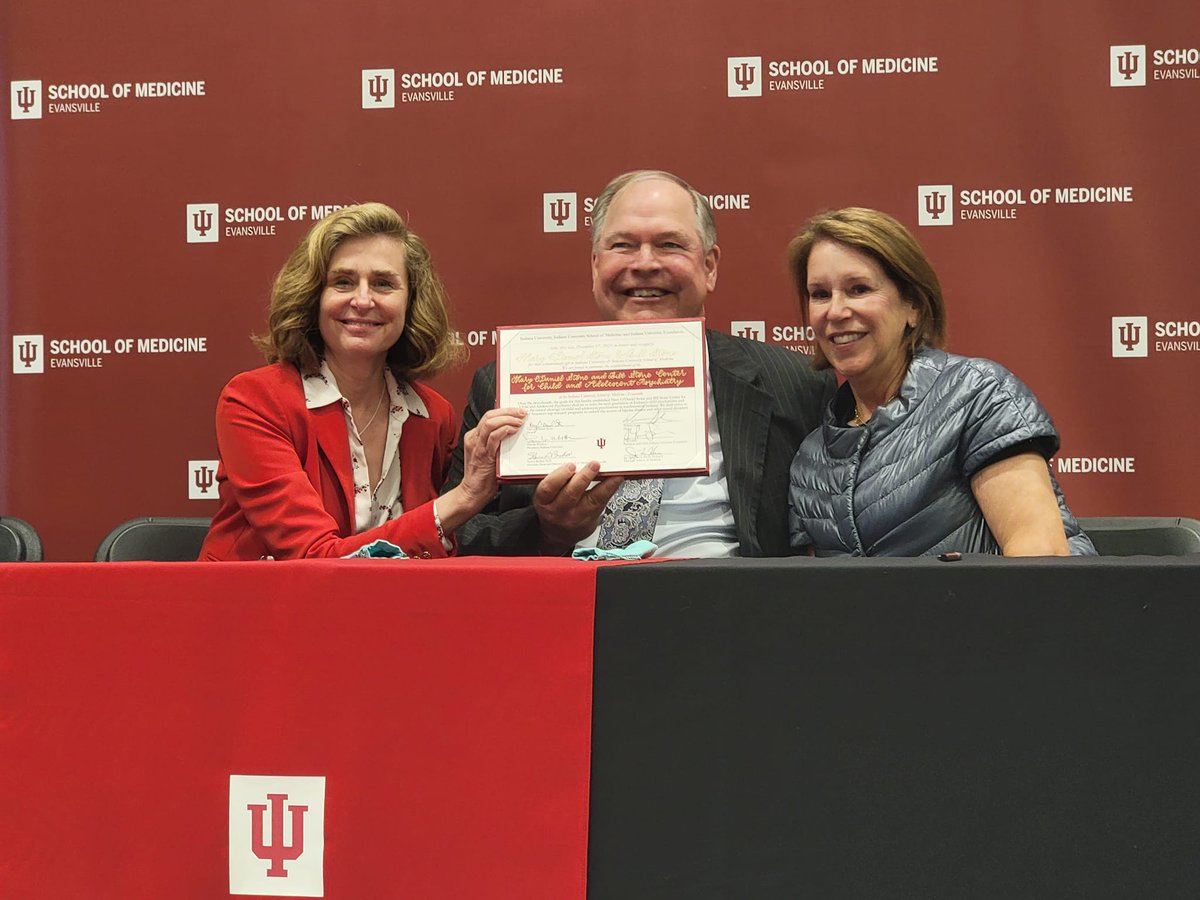 The IU School of Medicine - Evansville has announced a transformational gift of $34.2 Million to create the Mary O'Daniel Stone &amp; Bill Stone Center for Child and Adolescent Psychiatry.
Thank you, Stone Family! Congratulations to the IU School of Medicine! 
ow.ly/aSGS50Heo72