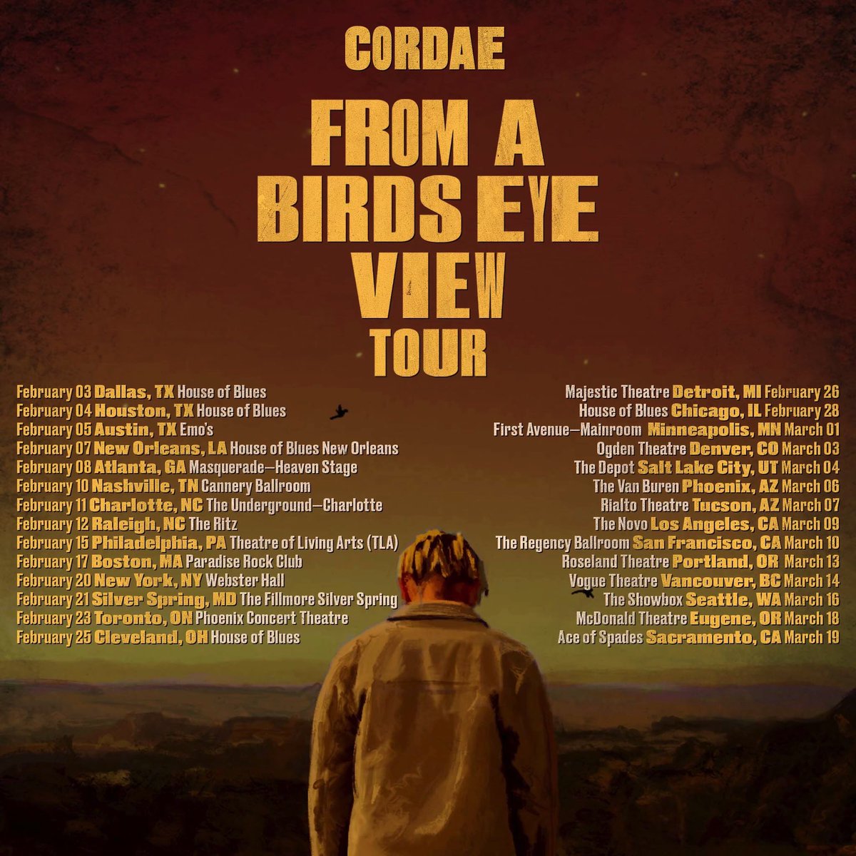 cordae's tweet photo. TICKETS FOR TOUR AVAILABLE NOW !! SEE YALL SOON 🦅🦅🦅 https://t.co/QILYxKqlp3 https://t.co/X2gFN9hz1A