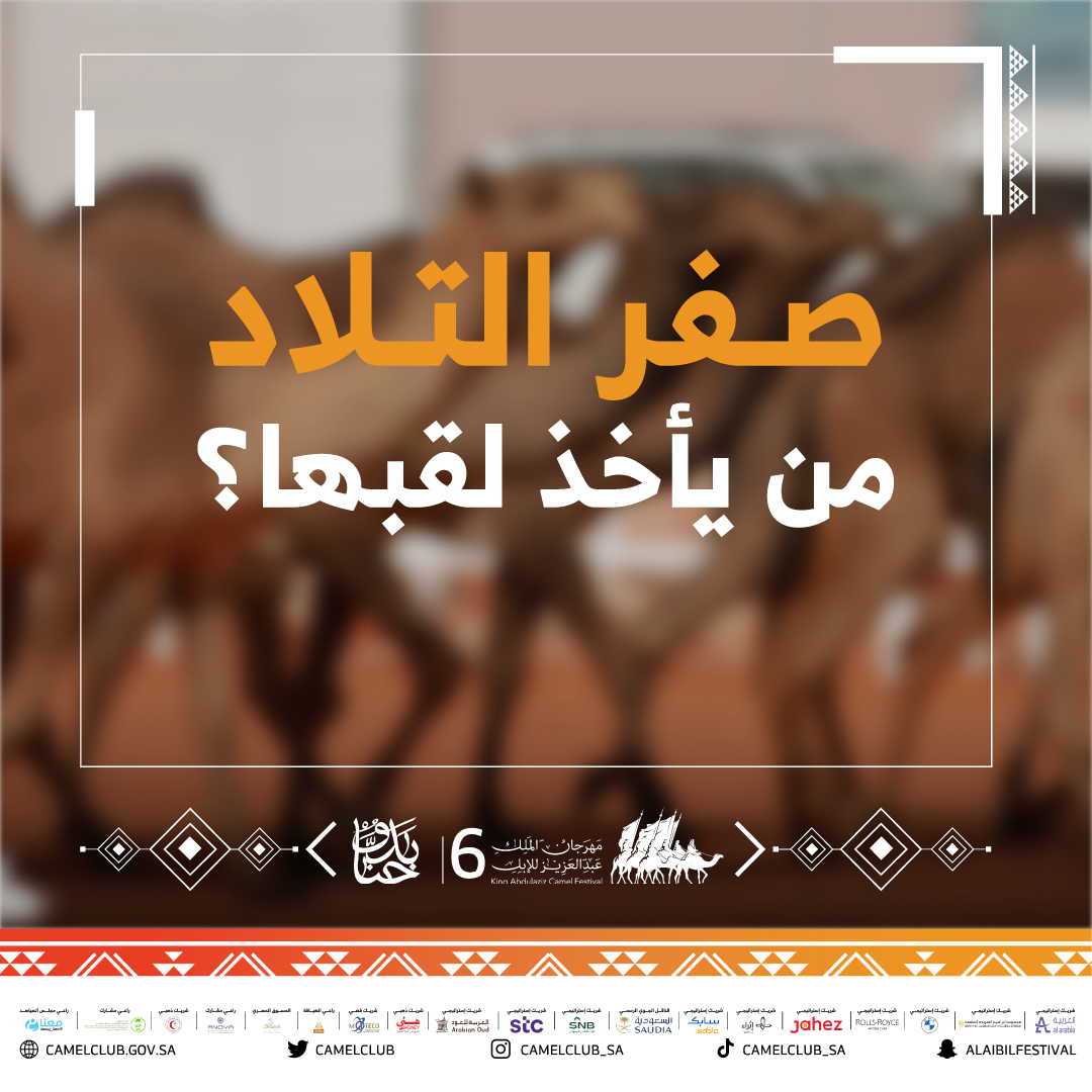 CamelClub's tweet photo. ⏳النتائج حولنا، عطونا توقعاتكم لبطل تلاد الصفر 🐪🥇

#مهرجان_الملك_عبدالعزيز_للإبل6 
#حنا_بدو | #نادي_الإبل https://t.co/odDsPYhUvg