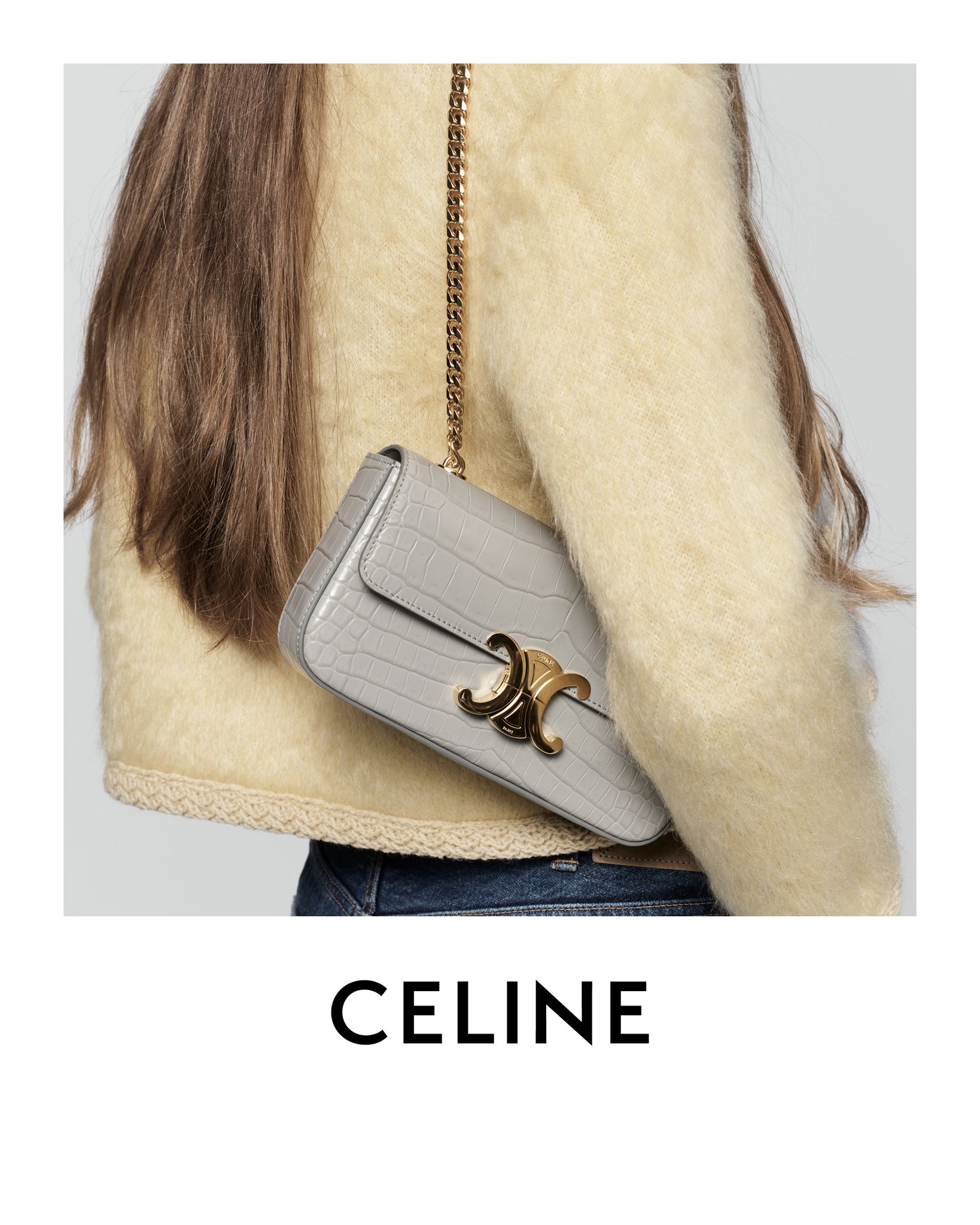 Celine, Bags, Celine Triomphe Clutch With Chain