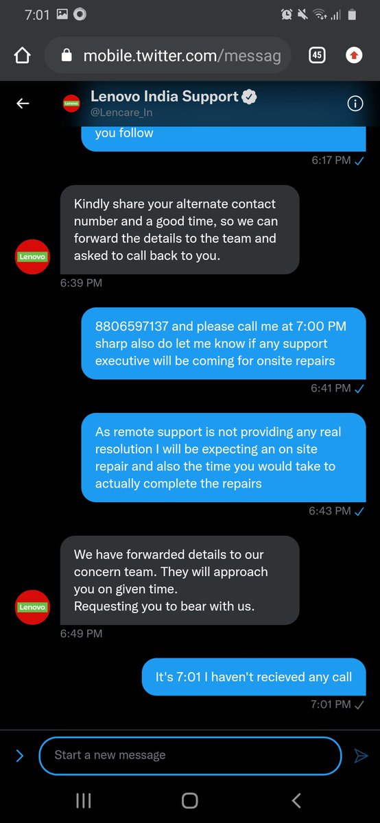 AdahSingh's tweet photo. @AwesomeAzeem_ @Lencare_In @Lencare_In was this a formality to ask for a convenient time and not contact?
I haven't recieved a call it's 7:03 pm https://t.co/FdRbr5o0W6