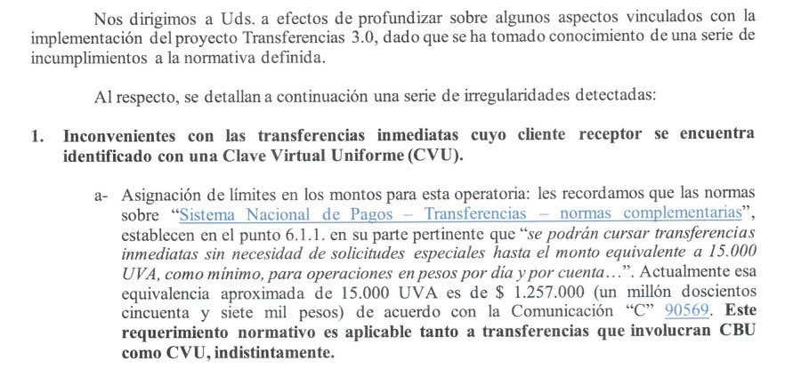 Hermosa mañana, verdad? Celebramos que <a href="/BancoCentral_AR/">BCRA</a> le pidió a los bancos que dejen de aplicar límites arbitrarios a las transferencias CVU. Deben ser libres e interoperables, hasta 1 MILLÓN por día. Tal como dice la norma. Con libertad financiera y competencia ganamos todos.