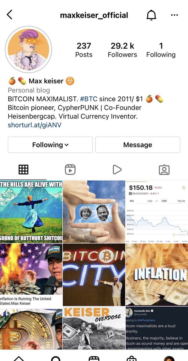 GavinFulcher's tweet photo. @maxkeiser max, there is someone impersonating you on Instagram, asking for Bitcoin in return to join a private telegram/zoom group with you. Worth putting a warning message out.. https://t.co/aB9OizG83J