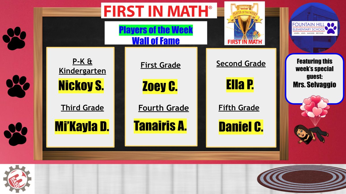 Congratulations to our First In Math Players and Teams on the Week! Keep up the great work! <a href="/BethlehemAreaSD/">BASD</a>  <a href="/FirstInMath/">First In Math</a>