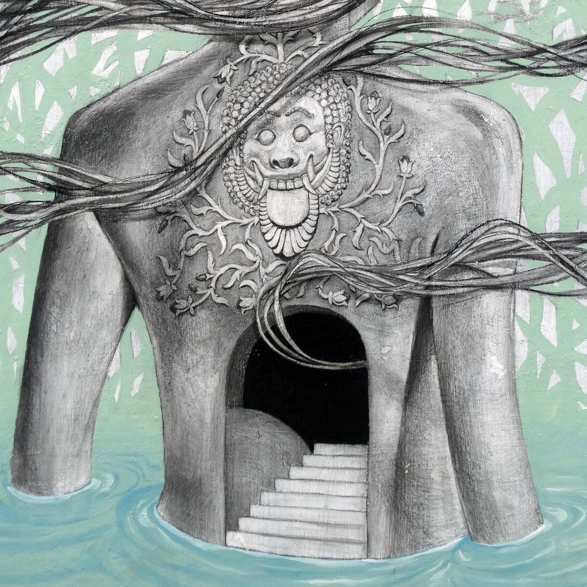 Theano_gi's tweet photo. Meanwhile, I am going to post &amp; share also some of my Visual Artworks I created during my stay in Yogyakarta, Indonesia, 2019-2021
ex: *detail of my mural in kambung of Taman Sari:
charcoal/ acrylic 230 x 230 cm
#tamansari #muralart #streetart #visualart #art #artoftheday https://t.co/mZKplefpDx