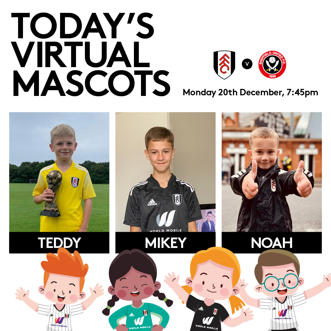 FulhamFC's tweet image. Hi Teddy, Mikey and Noah! 👋

We hope you enjoy #FULSHU this evening! 👊
