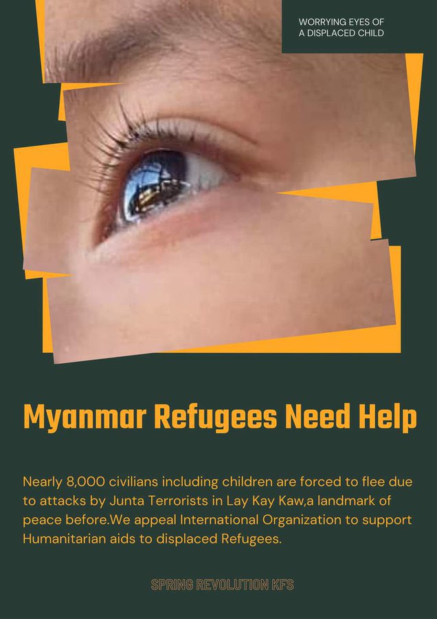 May44514091's tweet photo. Children became Refugees due to attacks by Junta Terrorists in Lay Kay Kaw . Instead of studying and playing peacefully ,children in Myanmar were forced to flee from houses fearfully. @UNICEF @Refugees 
#RefugeesNeedHelp #WhatsHappeningInMyanmar #Dec17Coup https://t.co/MkqEBvTs2N https://t.co/KzJ2qZaM1g