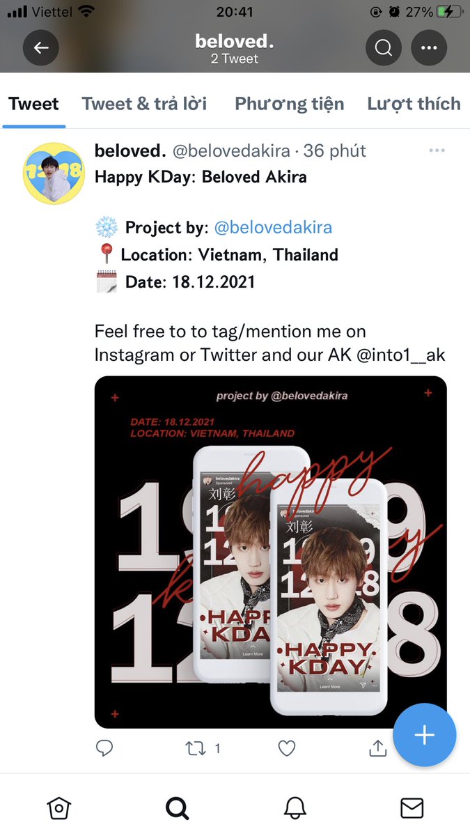 phm_ak's tweet photo. Mừng sinh nhật AKIRA @belovedakira https://t.co/hRdzj211hQ