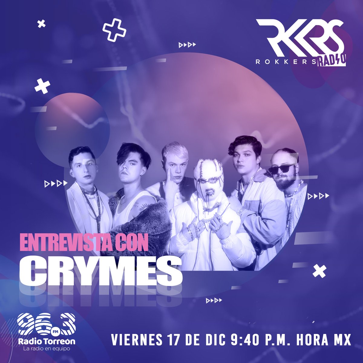En unas horas más! 🔥

Viernes de #RokkersRadio 📻
9:00 p.m. por Radio Torreón 96.3 FM o en streaming  
torreon.gob.mx/radiotorreon.c…

Entrevista con #DONAIRE y <a href="/CRYMES_/">CRYMES</a>  
Conducen: 
<a href="/nosoysylvana/">Hija de Venus 🧜‍♀️💜</a>  y <a href="/HolaSoyNeil/">Armando</a>