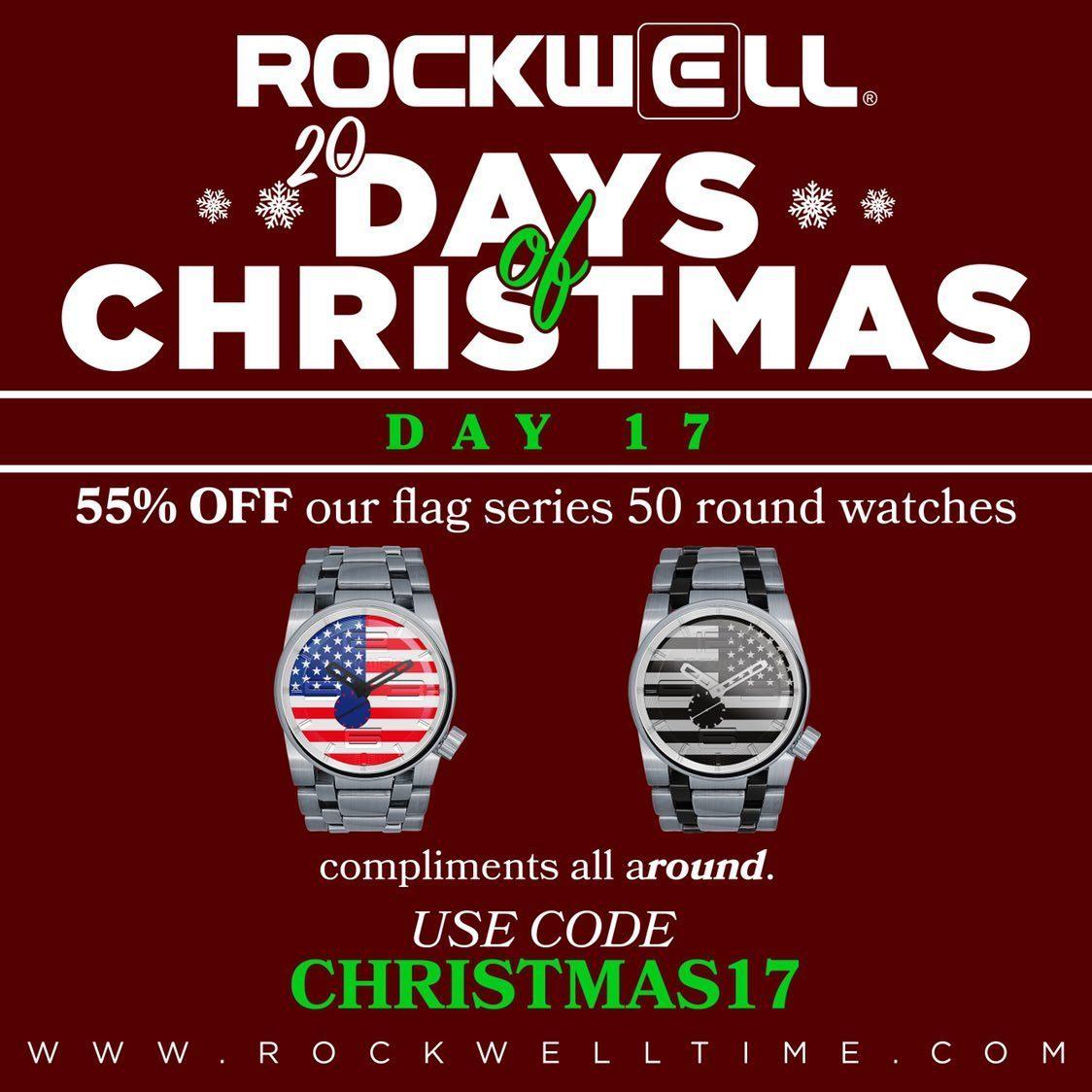 RockwellTime's tweet photo. 20 Days of Christmas: Day 17! Take 55% off our Flag Series of 50mm watches.

Use code: Christmas17

Get yours ➡️ https://t.co/LcJsF65oyU https://t.co/h84W08aqRA