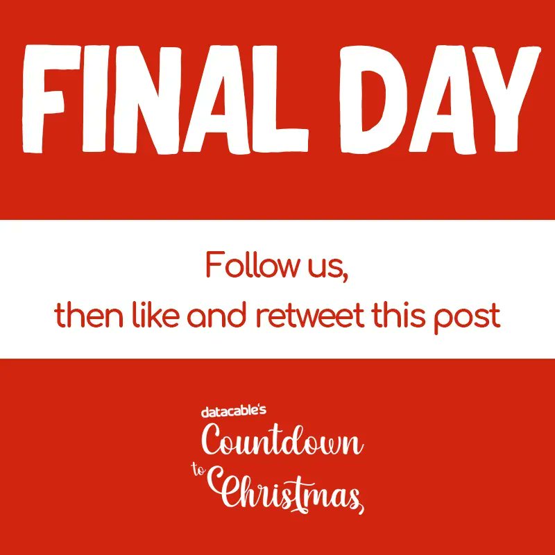 It's the final day of our #CountdownToChristmas! 
Follow us, then like and retweet this post to be in with a chance of winning todays prize!