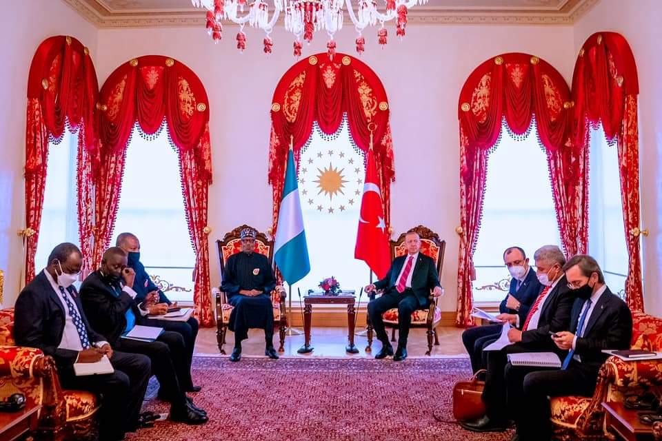 HotnewsN's tweet photo. President Buhari in a Bilateral Meeting with Turkish President H.E. Recep Tayyip Erdogan in Istanbul, Turkey on 17th Dec 2021 https://t.co/VHhoMnkbIw