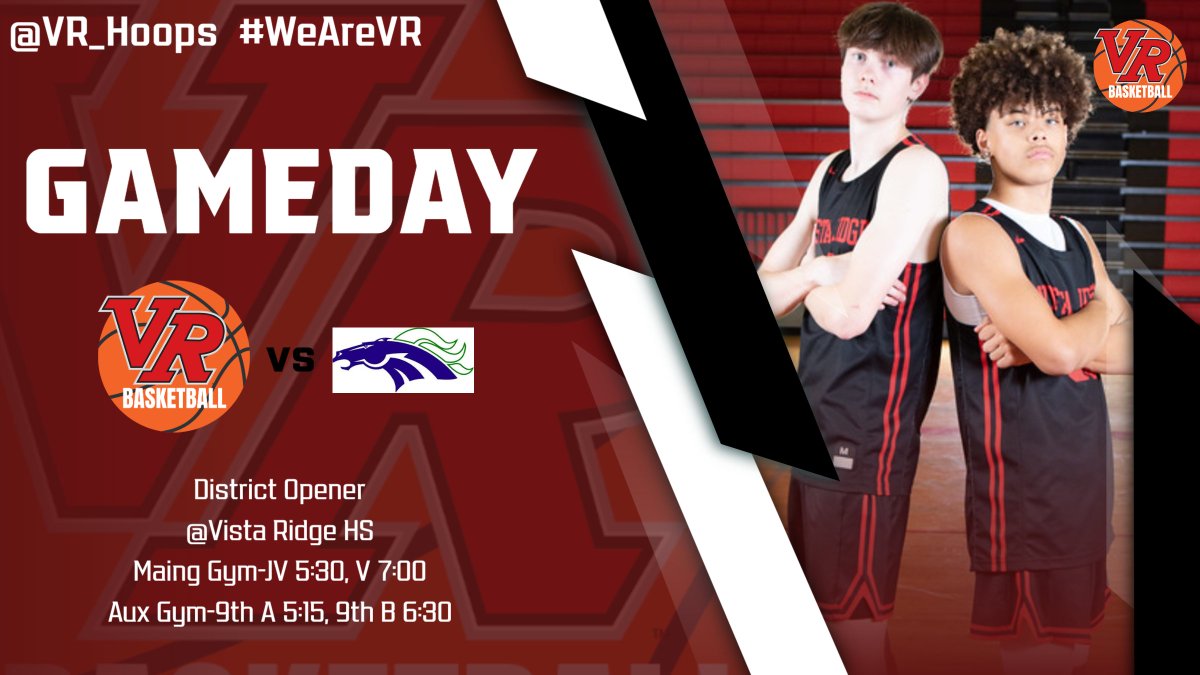 VR_Hoops's tweet photo. 🏀District Opener🏀
🆚McNeil
📍@VistaRidgeHS
⏰JV 5:30, V 7:00-Main Gym
9th A 5:15, 9th B 6:30-Aux Gym
Come out and support your Rangers as they begin district play! #WeAreVR #VRun
@atx_hoops @FlxAtx @hardwoodtexas @Texas6ASports https://t.co/VCuG1dyhjg
