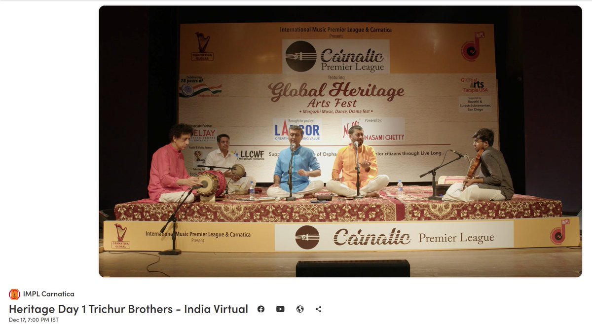 Aruna Panangipally (@apanangipally) on Twitter photo A splendid concert by <a href="/TrichurBrothers/">Trichur Brothers</a> in progress. I have come to expect nothing but a exceptional concert from them every time they perform. Much appreciate the consistency and professionalism.
#Marghazi #DecemberSeason #Carnatic #ClassicalMusic A splendid concert by <a href="/TrichurBrothers/">Trichur Brothers</a> in progress. I have come to expect nothing but a exceptional concert from them every time they perform. Much appreciate the consistency and professionalism.
#Marghazi #DecemberSeason #Carnatic #ClassicalMusic